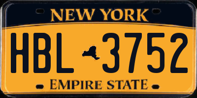 NY license plate HBL3752