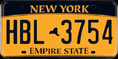 NY license plate HBL3754