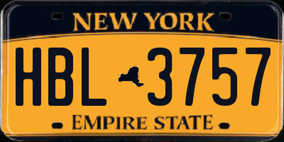 NY license plate HBL3757