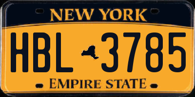 NY license plate HBL3785