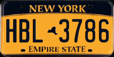 NY license plate HBL3786