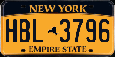 NY license plate HBL3796