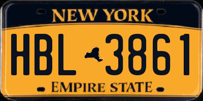 NY license plate HBL3861