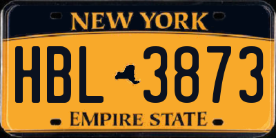 NY license plate HBL3873