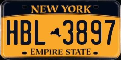 NY license plate HBL3897