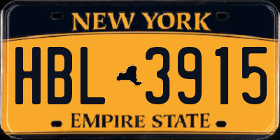 NY license plate HBL3915