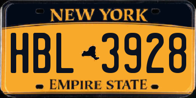 NY license plate HBL3928
