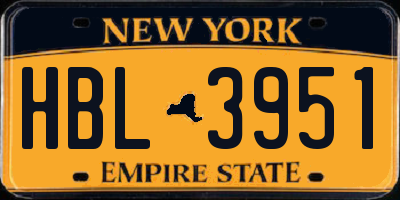 NY license plate HBL3951