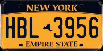 NY license plate HBL3956