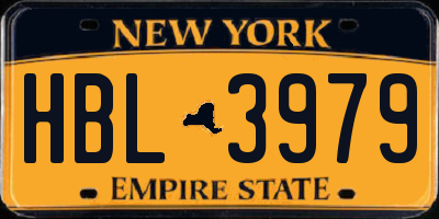 NY license plate HBL3979