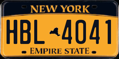 NY license plate HBL4041