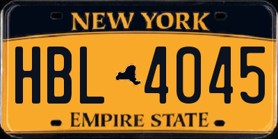 NY license plate HBL4045