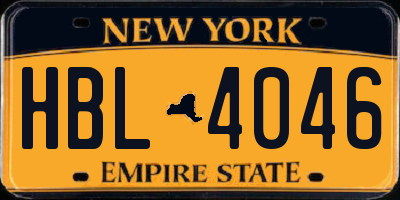 NY license plate HBL4046