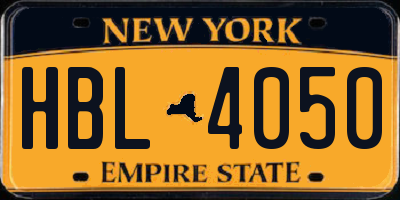 NY license plate HBL4050