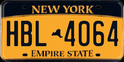NY license plate HBL4064