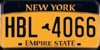NY license plate HBL4066