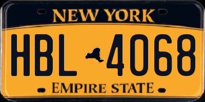 NY license plate HBL4068
