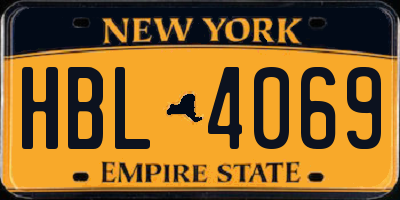 NY license plate HBL4069