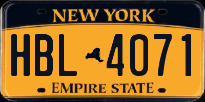 NY license plate HBL4071