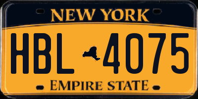 NY license plate HBL4075