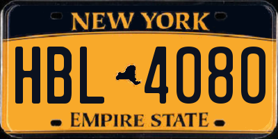 NY license plate HBL4080