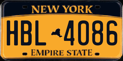 NY license plate HBL4086