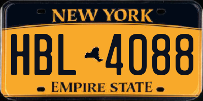 NY license plate HBL4088