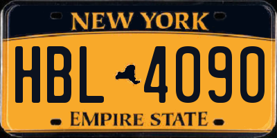 NY license plate HBL4090