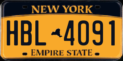 NY license plate HBL4091