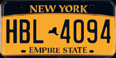 NY license plate HBL4094