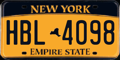 NY license plate HBL4098