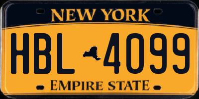 NY license plate HBL4099