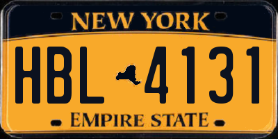 NY license plate HBL4131