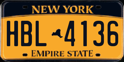 NY license plate HBL4136
