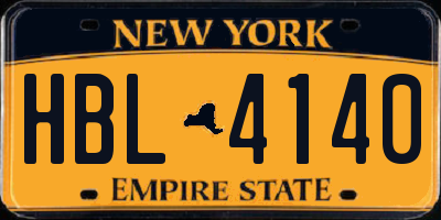 NY license plate HBL4140