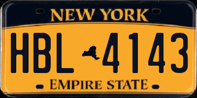 NY license plate HBL4143