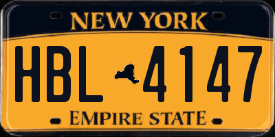 NY license plate HBL4147