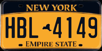 NY license plate HBL4149