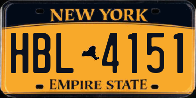 NY license plate HBL4151