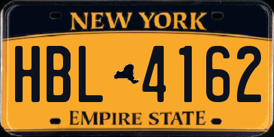 NY license plate HBL4162