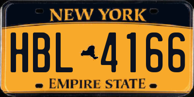 NY license plate HBL4166