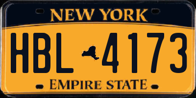 NY license plate HBL4173