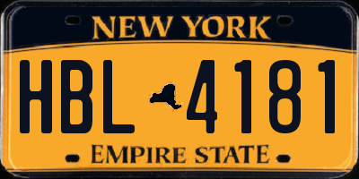 NY license plate HBL4181