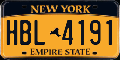 NY license plate HBL4191