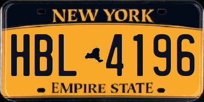 NY license plate HBL4196