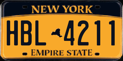 NY license plate HBL4211