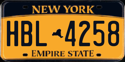 NY license plate HBL4258