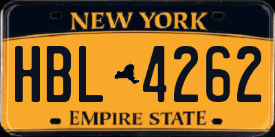 NY license plate HBL4262