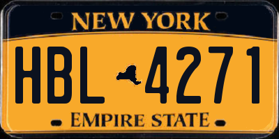 NY license plate HBL4271