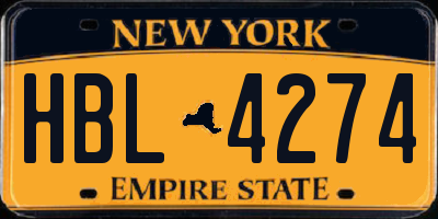 NY license plate HBL4274